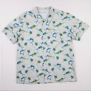 Columbia Men's Marlin & Palm Shirt PFG over vented fishing shirt- Blue & Yellow